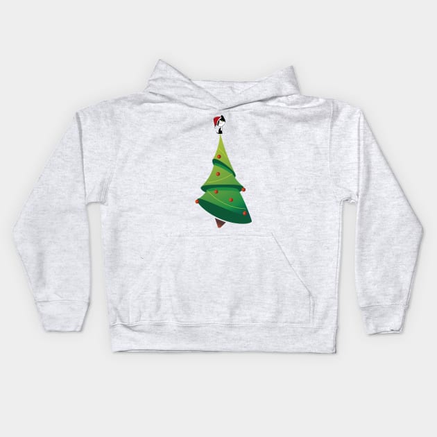 Cat Christmas Tree Kids Hoodie by Studio Hues